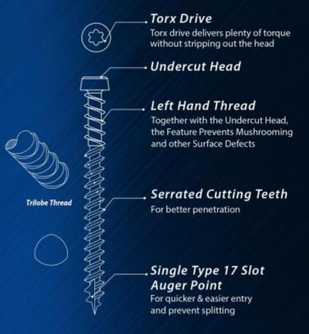 Composite Deck Screw Technical Drawing